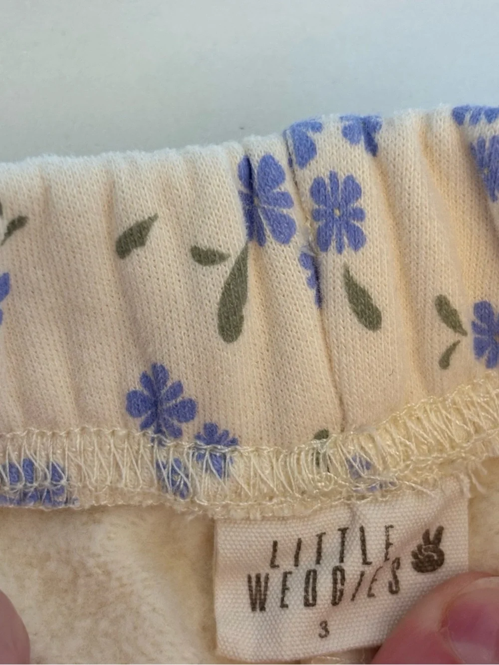 Little Wedgies vintage joggers - blue floral size 3